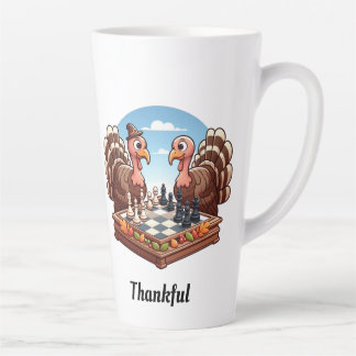 Thankful, Turkey playing chess  Latte Mug