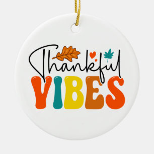 Thankful Vibes Fall Autumn Thanksgiving Ceramic Tree Decoration
