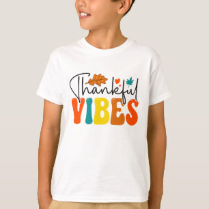 Thankful Vibes Fall Autumn Thanksgiving kids boy T-Shirt