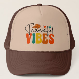 Thankful Vibes Fall Autumn Thanksgiving Trucker Hat