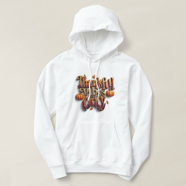 Thankful Vibes Only Graffiti Crop Hoodie | Urban  (Design Front)