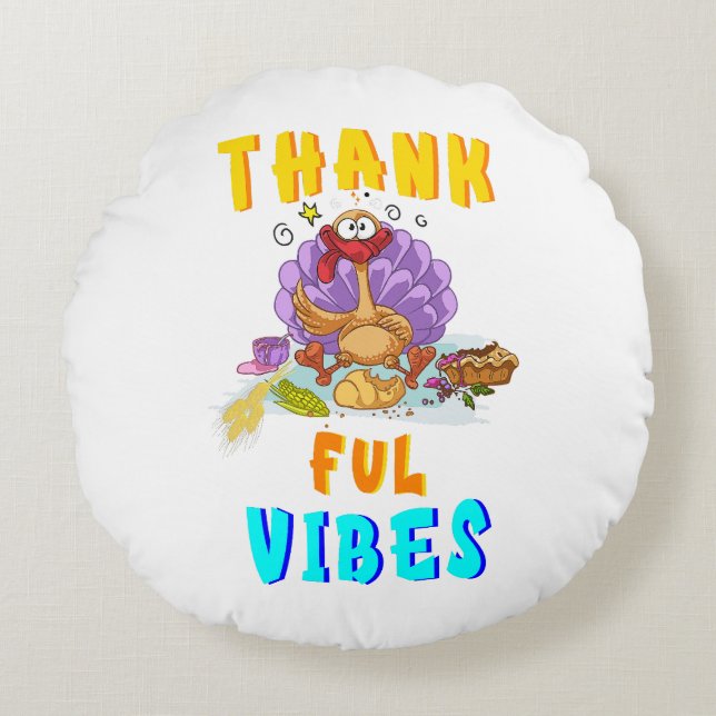 Thankful Vibes Round Cushion (Front)
