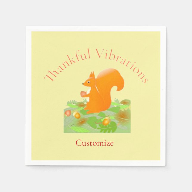 Thankful Vibes Squirrel Thunder_Cove Napkin (Front)