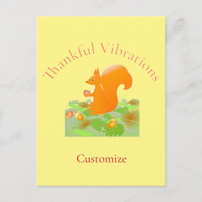 Thankful Vibes Squirrel Thunder_Cove Postcard (Front)