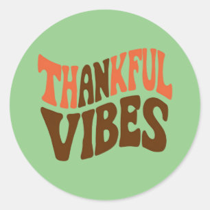 Thankful Vibes Thanksgiving Vintage Thankful Classic Round Sticker