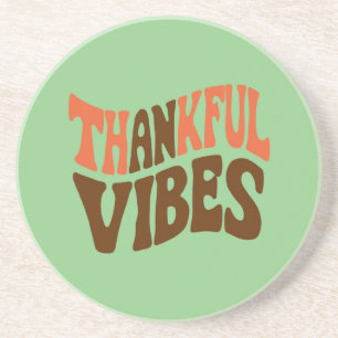 Thankful Vibes Thanksgiving Vintage Thankful Coaster
