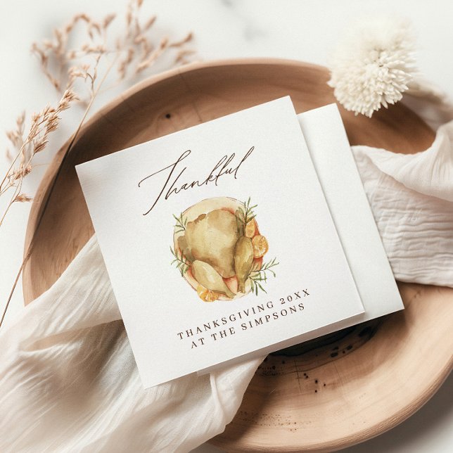 Thankful Watercolor Turkey  Napkin (Creator Uploaded)
