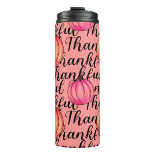 Thankful with Pink Pumpkins Thermal Tumbler