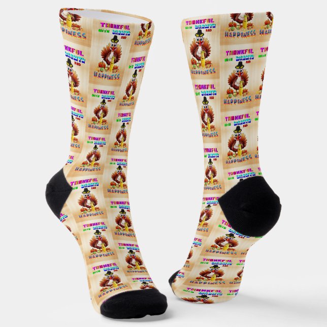 Thankful With Warmth And Happiness Socks (Angled)