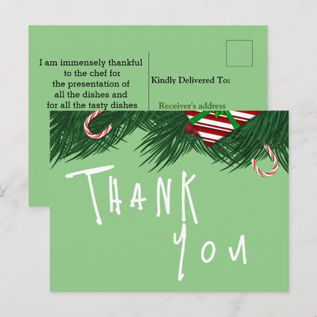 Thanking for a restaurant  postcard (Front/Back)