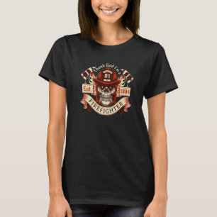 Thanking God I'm a Firefighter Fighting Fires Gree T-Shirt