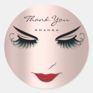 ThankName Eyelash Sweet 16th Rose Logo Qr Blush Classic Round Sticker