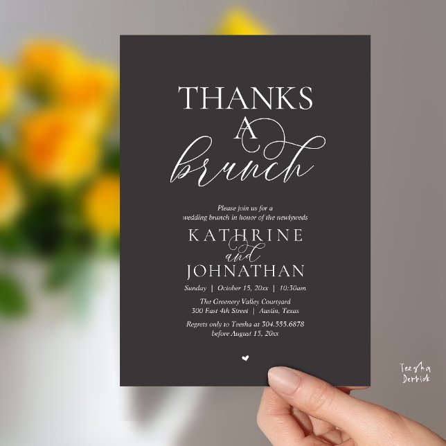 Thanks A Brunch, Modern Classy Wedding Invitation (Thanks A Brunch, Modern Classy Wedding Invitation Card in Charcoal Grey)