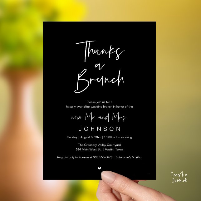 Thanks a Brunch, Post modern wedding celebration Invitation (Thanks a Brunch, Post modern wedding celebration, wedding crew, Invitation card, Black and White)
