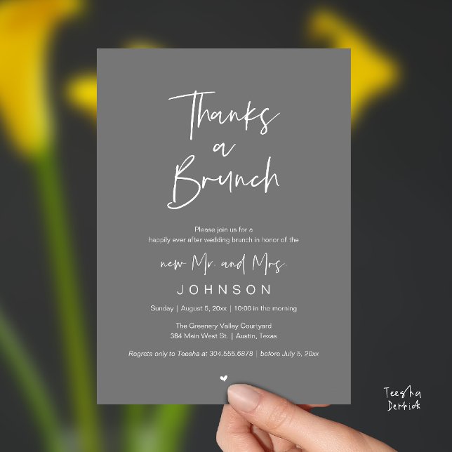 Thanks a Brunch, Post modern wedding celebration Invitation (Thanks a Brunch, Post modern wedding celebration, wedding crew, Invitation card, Dark Grey)