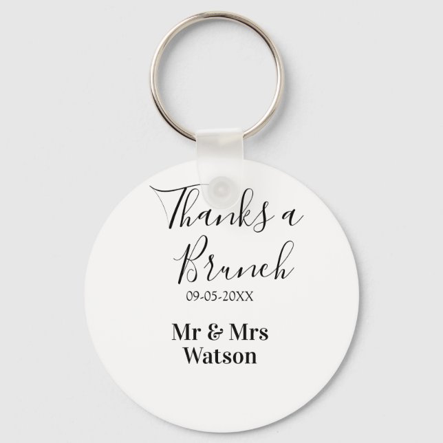 Thanks a brunch post wedding name date simple  key ring (Front)