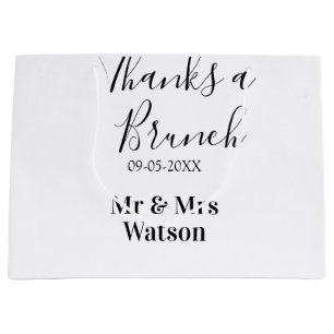 Thanks a brunch post wedding name date simple large gift bag