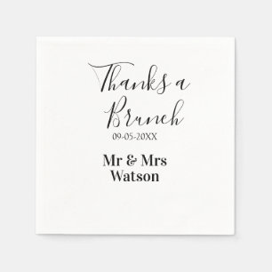 Thanks a brunch post wedding name date simple  napkin