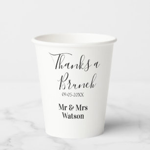 Thanks a brunch post wedding name date simple paper cups