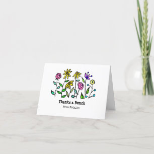 Thanks a Bunch Cute Personalised Retro Floral Thank You Card