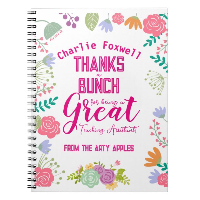 thanks a bunch flower teacher assistant gift notebook (Front)
