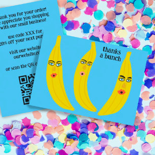 THANKS A BUNCH Funny Bananas ORDER THANK YOU QR Business Card