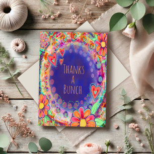 Thanks a Bunch Pretty Floral Purple Colourful Fun Thank You Card