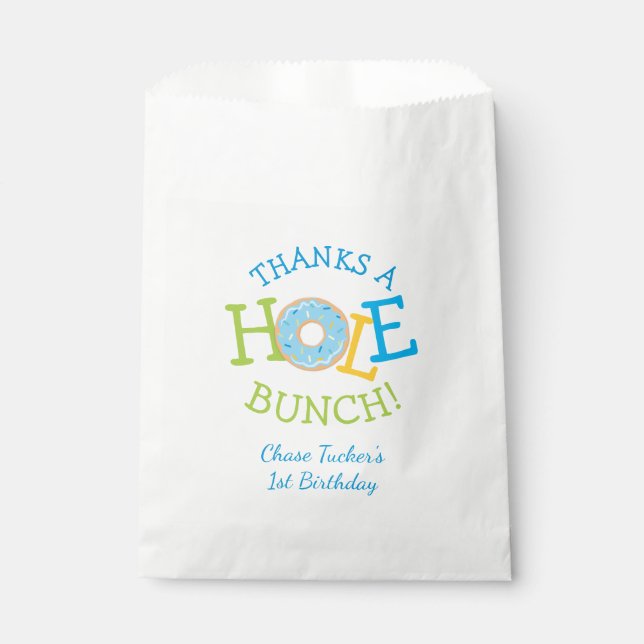Thanks a Hole Bunch Doughnut Boy Birthday Favour Bags (Front)