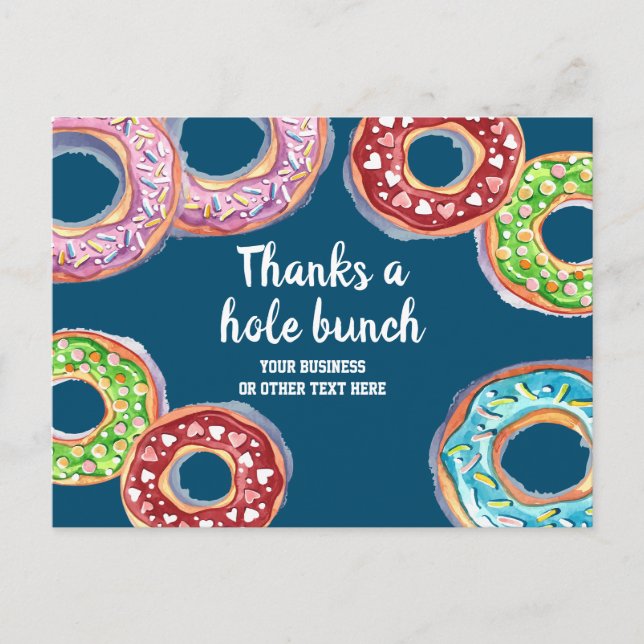Thanks a hole bunch doughnut personalised postcard (Front)