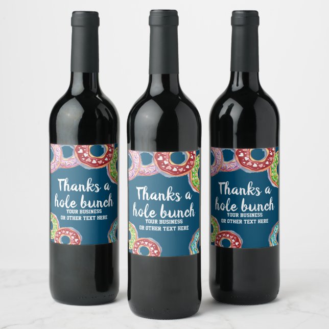Thanks a hole bunch doughnut personalised wine label (Bottles)