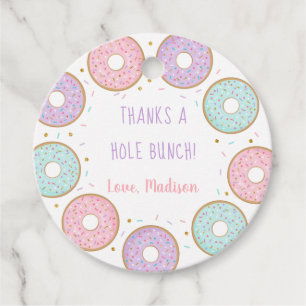 Thanks A Hole Bunch Doughnut Pink Gold Birthday Favour Tags