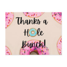 Thanks a Hole Bunch Doughnut themed Thank you card