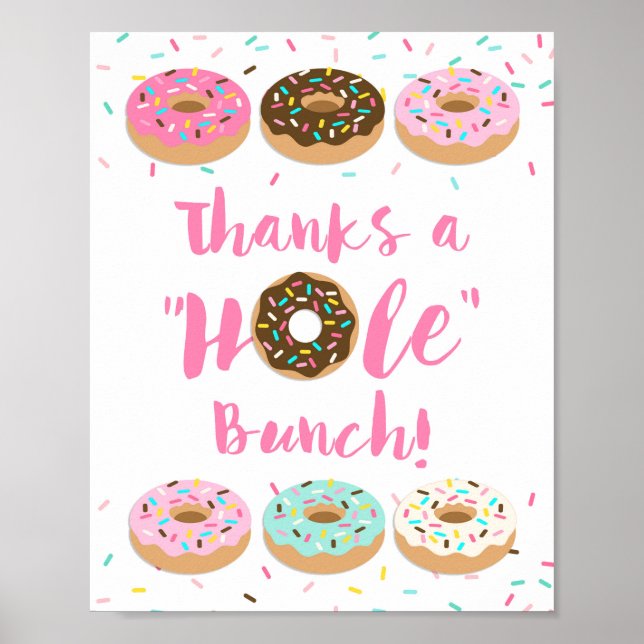 Thanks a Hole Bunch Pink Donut Sprinkle Sign (Front)