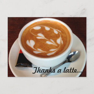 Thanks a latte art hearts postcard