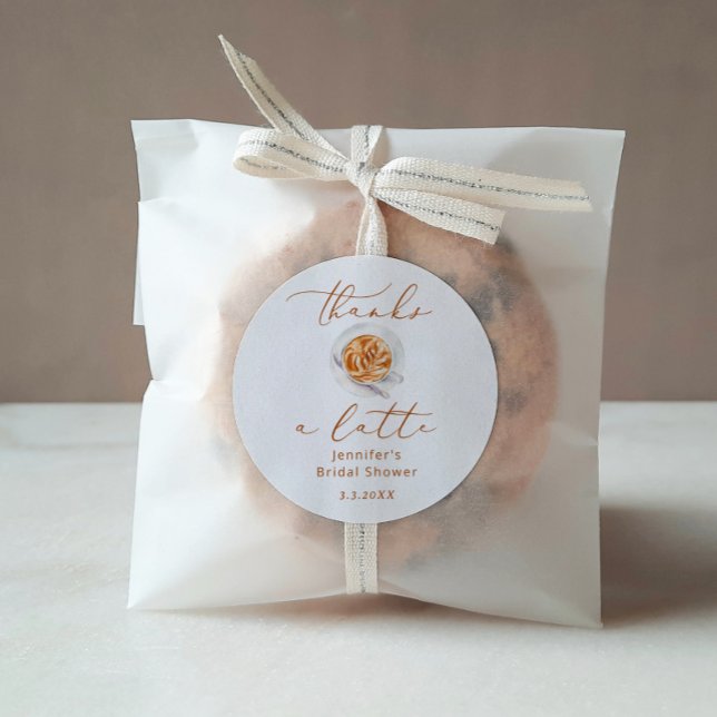 Thanks a latte bridal shower classic round sticker (Creator Uploaded)
