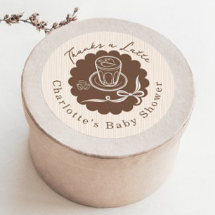 Thanks A Latte Cafe Bebe Coffee Bow Baby Shower Classic Round Sticker