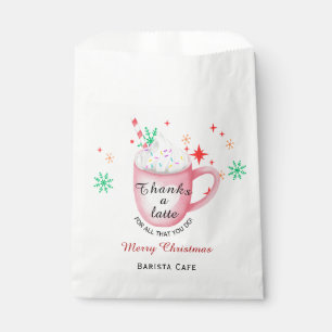Thanks a latte Christmas coffee shop logo Favour Bags
