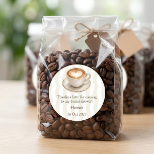 Thanks A Latte Coffee Bridal Shower Favour Sticker