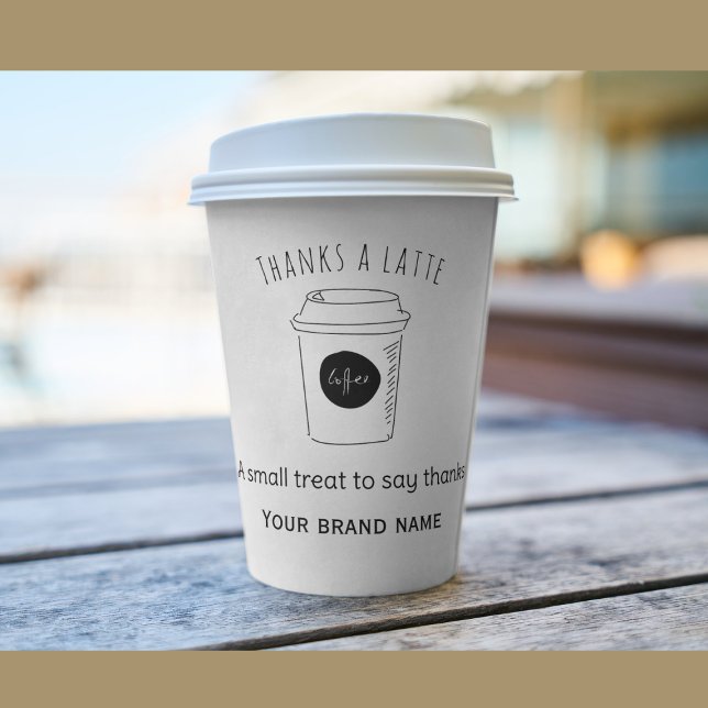 Thanks a latte coffee shop logo square sticker (Creator Uploaded)