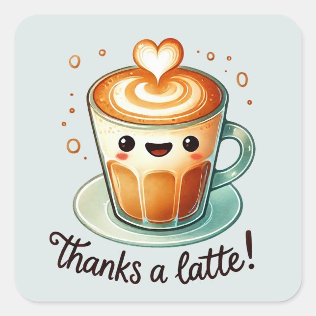 Thanks a Latte pun Square Sticker (Front)