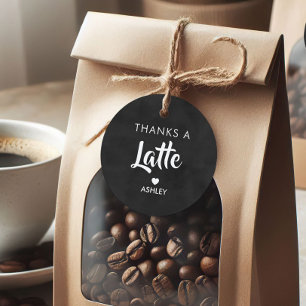 Thanks a Latte Tags, Coffee Gift Tag, Chalkboard Favour Tags