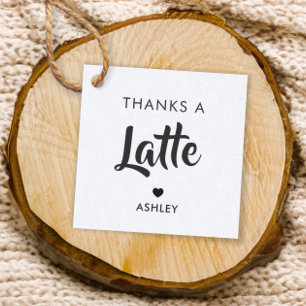 Thanks a Latte Tags, Coffee Gift Tag, Kraft Favour Tags