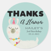 Thanks A Llama Birthday Party Favour