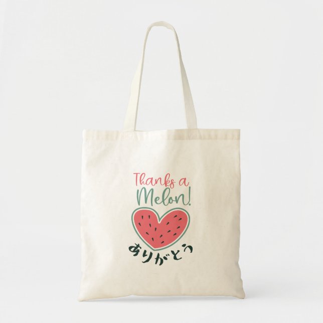 Thanks a Melon Kawaii Heart Watermelon Japanese Tote Bag (Front)