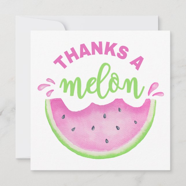 Thanks a Melon Watermelon Birthday Thank You Card (Front)