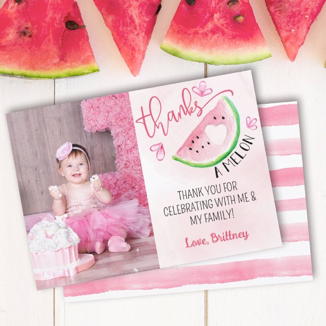 Thanks a Melon Watermelon Photo Thank You Invitation (Creator Uploaded)
