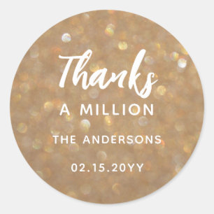 Thanks a Million Gold Glitter Sparkles Friendship Classic Round Sticker