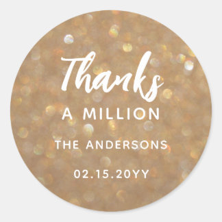 Thanks a Million Gold Glitter Sparkles Friendship Classic Round Sticker