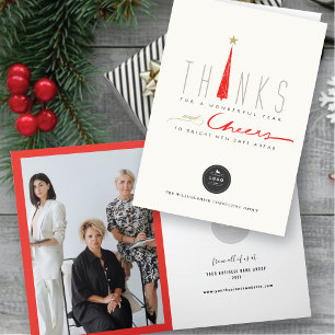 Thanks And Cheers Tall Tree Corporate Business Holiday Card