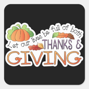 Thanks and giving Thanksgiving words sticker